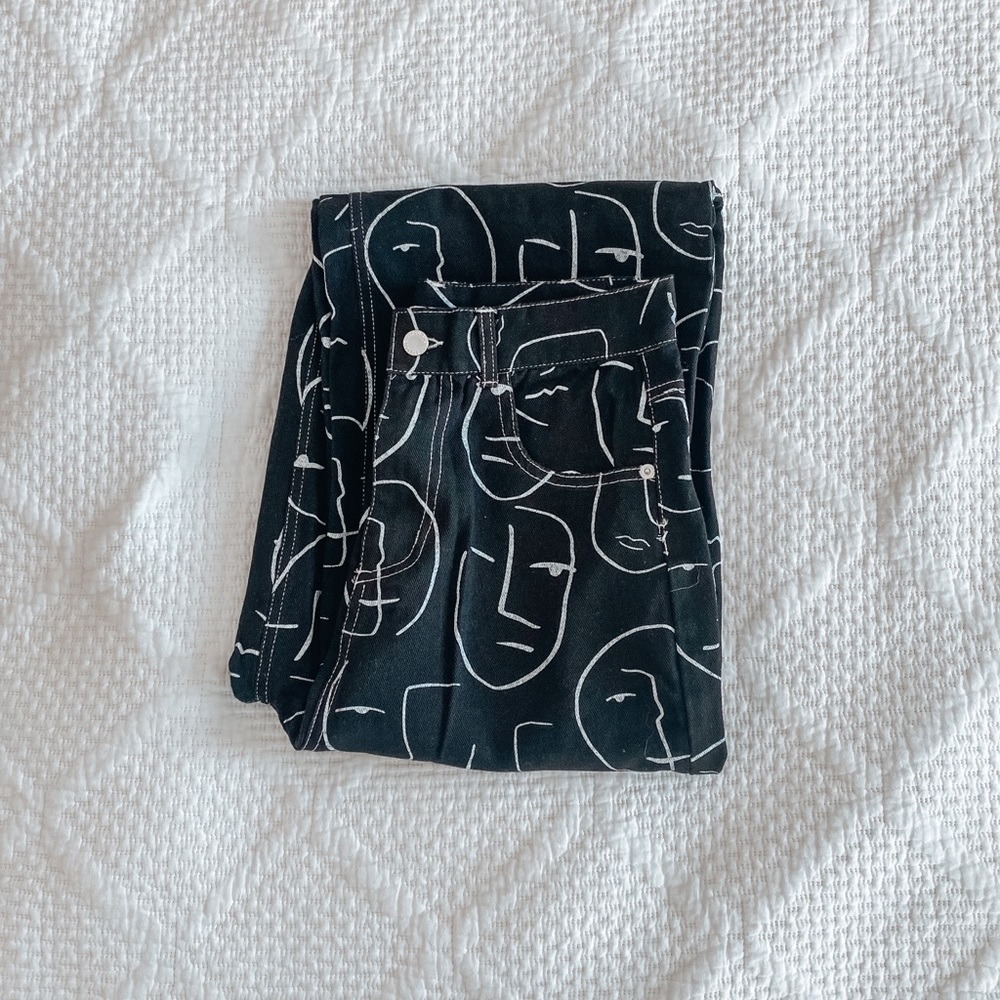 Shekou black and white face jeans “little things” NWT